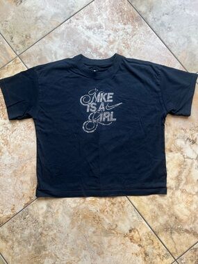 Nike Black Girls' Rhinestone 'Nike Is A Girl' Logo Tee